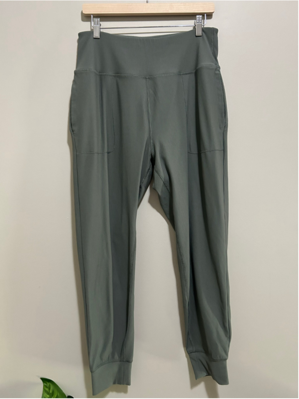 Women's 90 Degree by Reflex Ribbed Jogger Pants Green XL